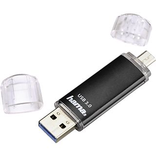 HAMA 124001 Laeta Twin - USB-Stick  (128 GB, Schwarz)