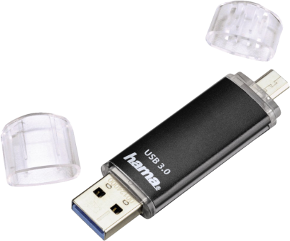 HAMA 124001 Laeta Twin - USB-Stick  (128 GB, Schwarz)