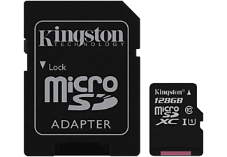 KINGSTON MIC-SDXC UHS-I CL10 128GB+AD - Speicherkarte  (128 GB, 80 MB/s, Schwarz)