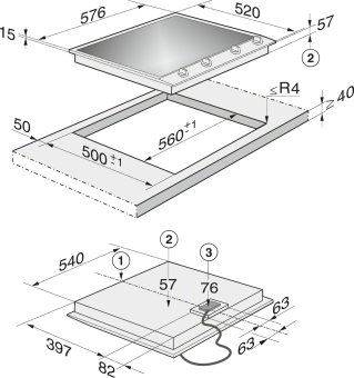 MIELE COMBISET CS 1134E ED 230V - Kochfeld (Edelstahl/Schwarz)