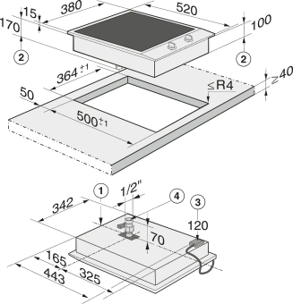 MIELE CS 1322 BG - Piastra grill (Acciaio inox)
