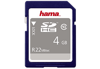 HAMA 104365 22MB/S CL10 - SDHC-Cartes mémoire  (4 GB, 22 MB/s, Noir/Or)