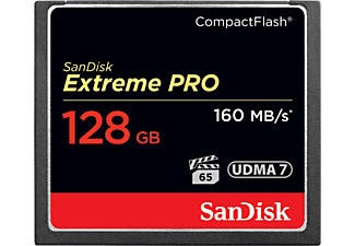 SANDISK EXTREM PRO 160MB/S - Compact Flash-Speicherkarte  (128 GB, 160, Schwarz)