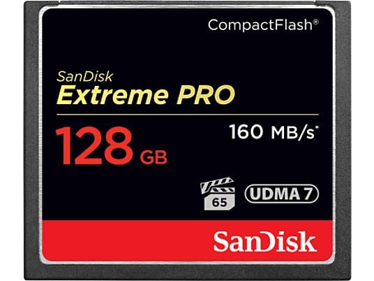 SANDISK EXTREM PRO 160MB/S - Compact Flash-Cartes mémoire  (128 GB, 160, Noir)