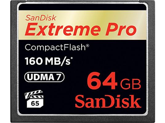 SANDISK EXTREM PRO 160MB/S - Compact Flash-Cartes mémoire  (64 GB, 160, Noir)
