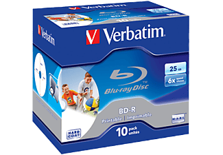 VERBATIM BD-R SL 25GB 6x Printable 10 Pack Jewel Case - BD-R