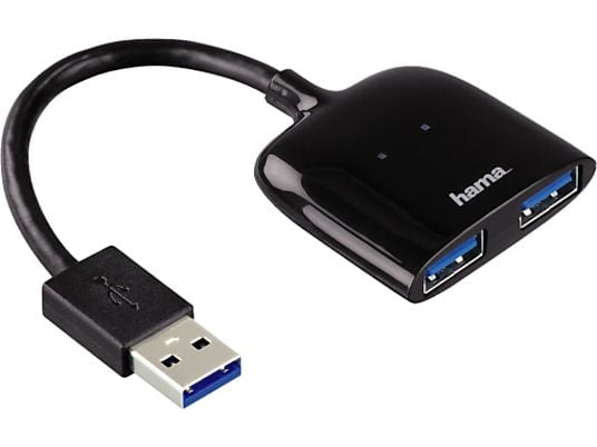 HAMA 54132 MOBIL HUB 2-PORT USB3 - USB Hub (Schwarz)