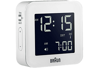 BRAUN Braun BNC008 - Sveglia da viaggio radiocontrollato - Con funzione Snooze - Bianco - Radiosveglia da viaggio