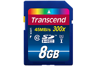 TRANSCEND microSDHC 300X UHS-I CL10 8Go - Carte mémoire 