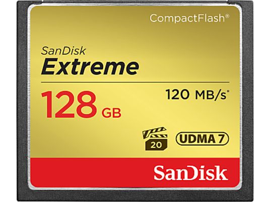 SANDISK Extreme UDMA 7 - Compact Flash-Cartes mémoire  (128 GB, 120, Gris/Or)