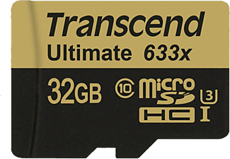 TRANSCEND microSDHC 633X CL10 32GB - Speicherkarte  (32 GB, 95, Schwarz/Gold)