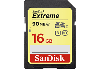 SANDISK Extreme UHS-I U3 - SDHC-Speicherkarte  (16 GB, 60 MB/s, Schwarz)