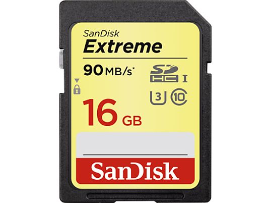 SANDISK Extreme UHS-I U3 - SDHC-Speicherkarte  (16 GB, 60 MB/s, Schwarz)