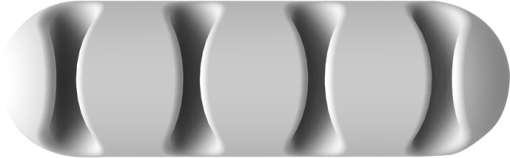 Un organiseur de câbles blanc. Il est de forme ovale avec trois sections évidées.