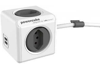 ALLOCACOC Allocacoc PowerCube Extended USB - 4x T.13, 2x USB 5V, 2.1A - grigio - Cubo multipresa (Grigio)