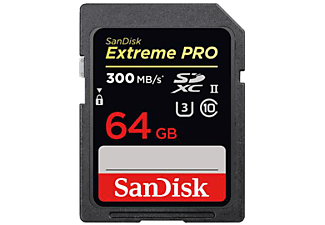 SANDISK ExtremePro 300MB/s U3 - SDHC-Cartes mémoire  (64 GB, 300 MB/s, Noir)