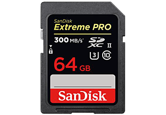 SANDISK ExtremePro 300MB/s U3 - SDHC-Speicherkarte  (64 GB, 300 MB/s, Schwarz)