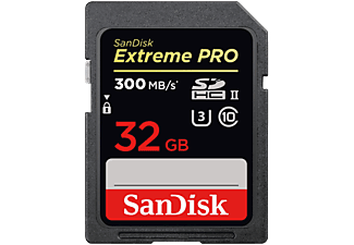 SANDISK ExtremePro 300MB/s U3 - SDHC-Speicherkarte  (32 GB, 300 MB/s, Schwarz)