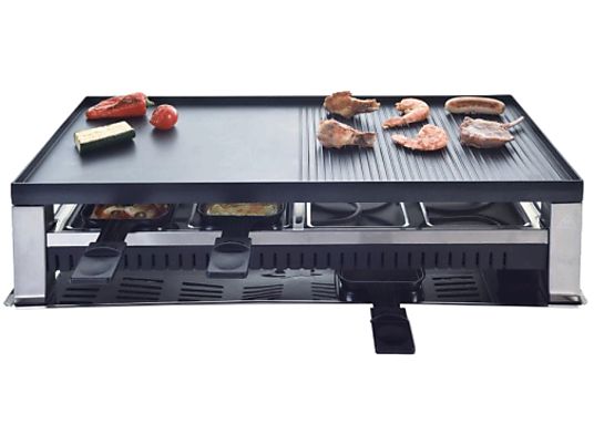 SOLIS 5 in 1 Table Grill per 8 - Grill da tavolo/Raclette (Nero/Argento)