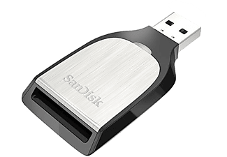 SANDISK 173400 USB-3.0-Kartenleser, Type A für SD UHS I und UHS II, Schwarz/Silber