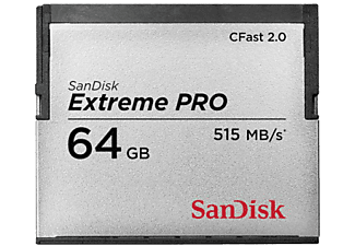 SANDISK CFast ExtremePro 525MB/s - Compact Flash-Cartes mémoire  (64 GB, 525, Gris)