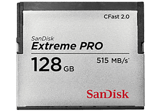 SANDISK CFast ExtremePro 525MB/s - Compact Flash-Cartes mémoire  (128 GB, 525, Gris)