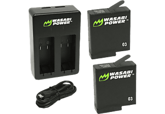 WASABI POWER Power Dual-Charger mit GoPro Hero 5/6/7 Ersatzakkus - Akku (Schwarz)