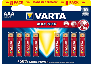 VARTA VARTA Max Tech AAA - Pacchetto da 8 - Rosso - Batterie (Rosso)