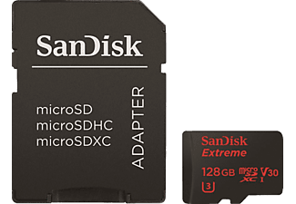 SANDISK microSDXC + SD-AD 128GB GSM - Speicherkarte  (128 GB, 90, Schwarz)