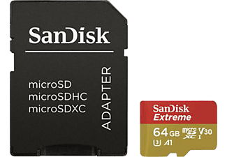 SANDISK microSDXC + SD-AD 64GB AC GSM - Speicherkarte  (64 GB, 100, Rot/Gold)
