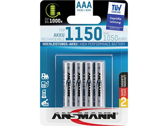 ANSMANN 13110006 AAA NIMH 950MAH 4PCS - Batterie (Silber)