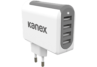 KANEX 4-Port USB Wall Charger - Universelles Netzteil (Weiss, grau)