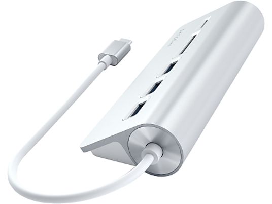 SATECHI Type-C Aluminum USB 3 Hub & Micro/SD - Hub USB e lettore di schede (Argento)