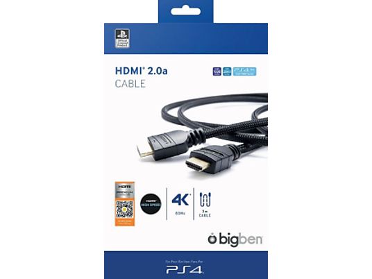 BIG BEN HDMI 2.0a Cable - Câble HDMI pour PS4 (Noir)