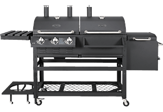 BBQ DRAGON All-In-One 2 - Gas-/Barbecue a carbonella incl. scatola fumatori (Nero)