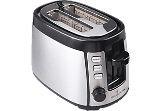 HELLS KITCHEN HELL'S KITCHEN TXT-2231 - Tostapane per 2 fette - 800 W - Acciaio inossidabile/Nero - Doppio alloggiamento tostapane (Acciaio inossidabile/Nero)