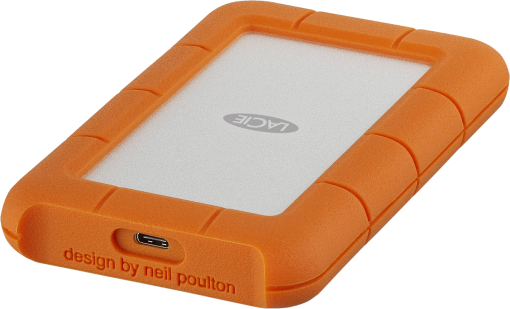 LACIE 2TB Festplatte Rugged Secure mit 2 Jahre Rescue, HDD, Extern, 130MB/s, USB-C, Orange/Silber
