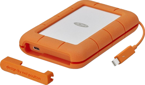 LACIE 2TB Festplatte Rugged Secure mit 2 Jahre Rescue, HDD, Extern, 130MB/s, USB-C, Orange/Silber