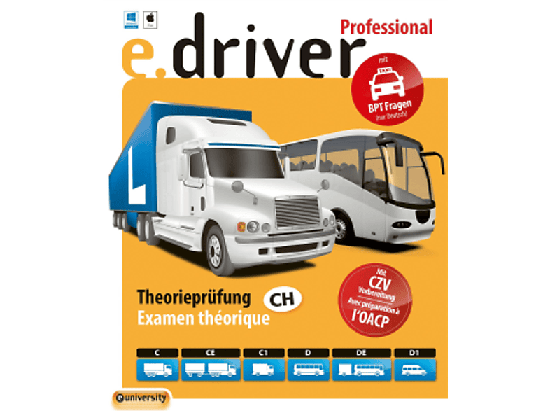 e.driver Professional (C, CE, C1, D, DE, D1) - PC/MAC [Deutsch, Französisch (BPT Fragen nur Deutsch)]
