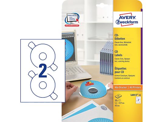 ZWECKFORM CD/DVD Labels, Ø 117 mm, 50 etichette - 