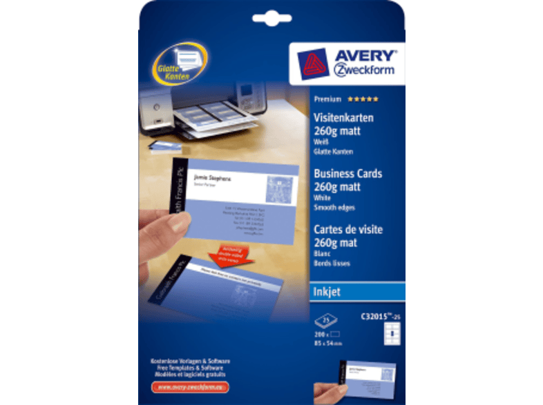 Avery Zweckform C315 25 Visitenkarten White Visitenkarte Papier Kaufen Mediamarkt