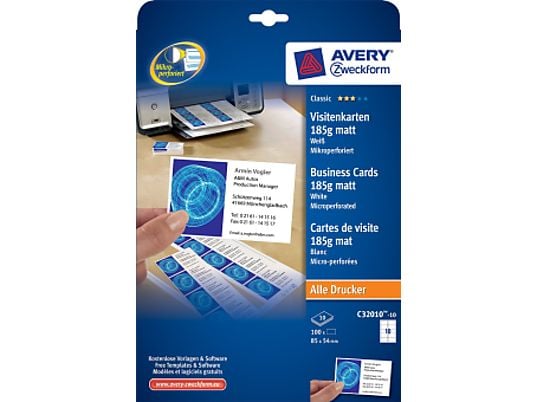 ZWECKFORM Cartes de visite Classic, 85 x 54 mm, 100 pcs. - 