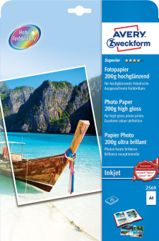 ZWECKFORM 2569Z PHOTOPAPIER GLOSSY 200GR 25S -  (Weiss)