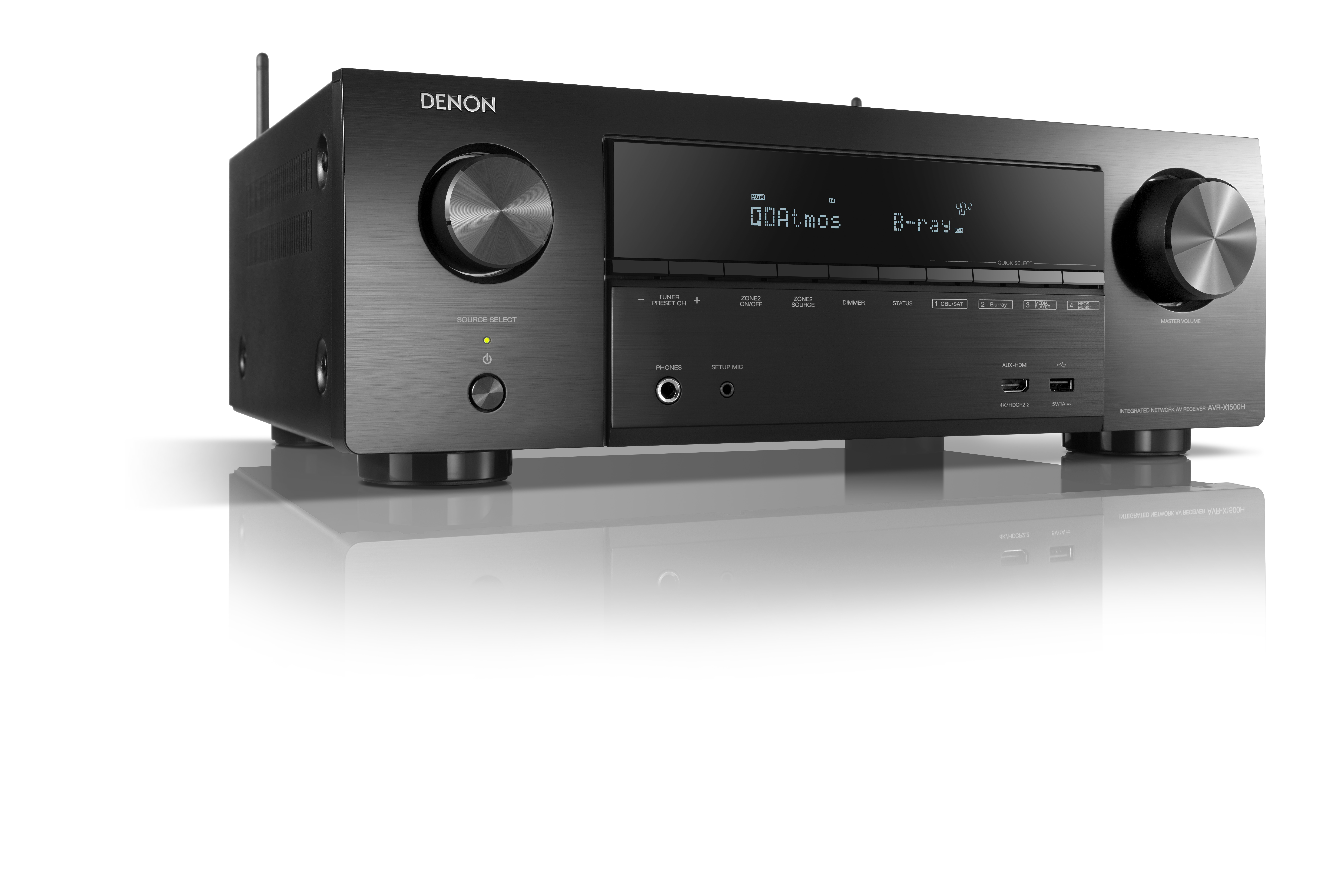 DENON AVR-X1500H AV-Receiver (7.2 Kanäle, 145 Watt pro Kanal, Schwarz)