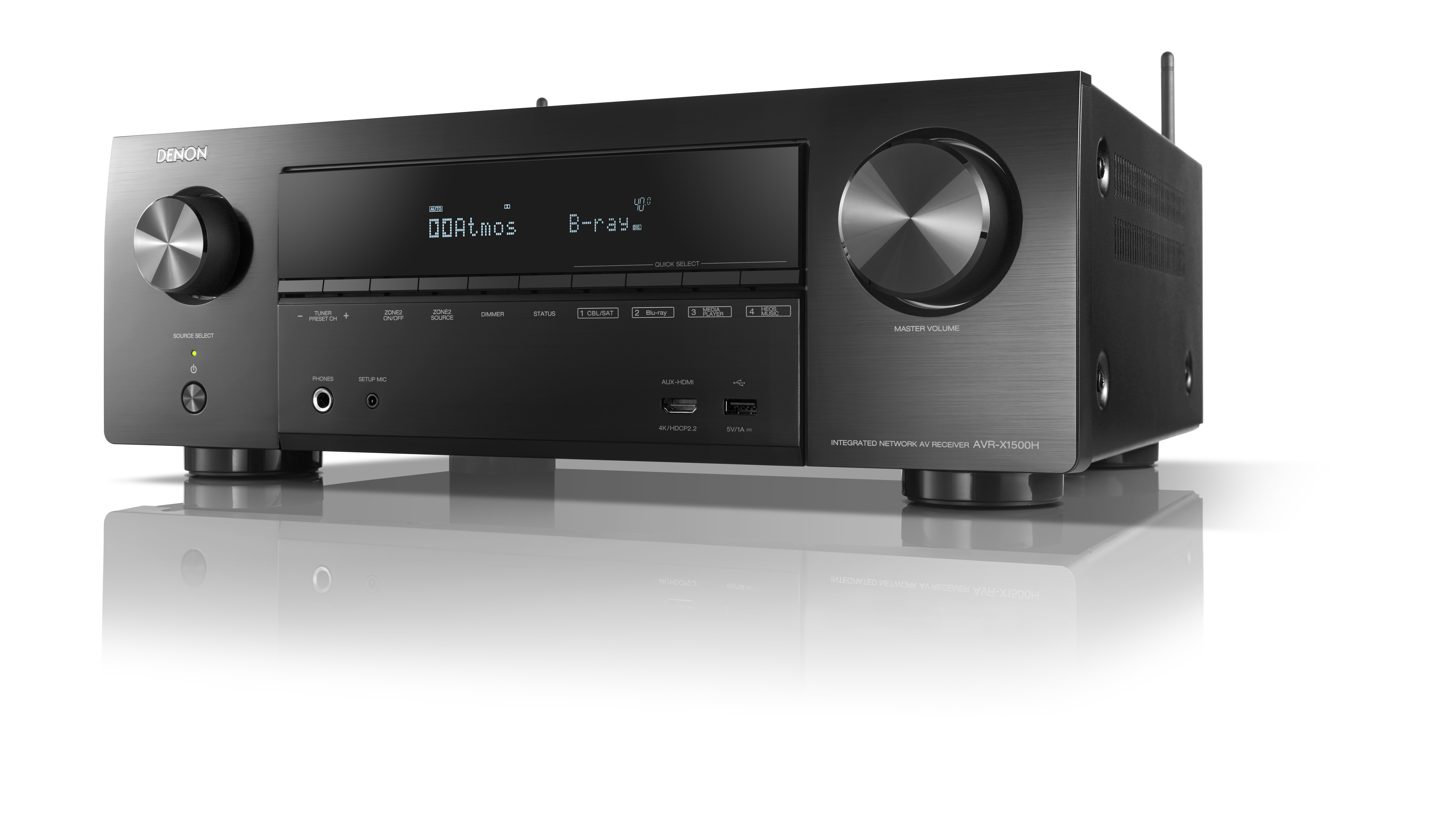 DENON AVR-X1500H AV-Receiver (7.2 Kanäle, 145 Watt pro Kanal, Schwarz)
