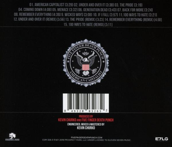 CD-Rückseite mit Titelliste, Logo und Credits. Schwarzer Hintergrund mit weißem Text.
