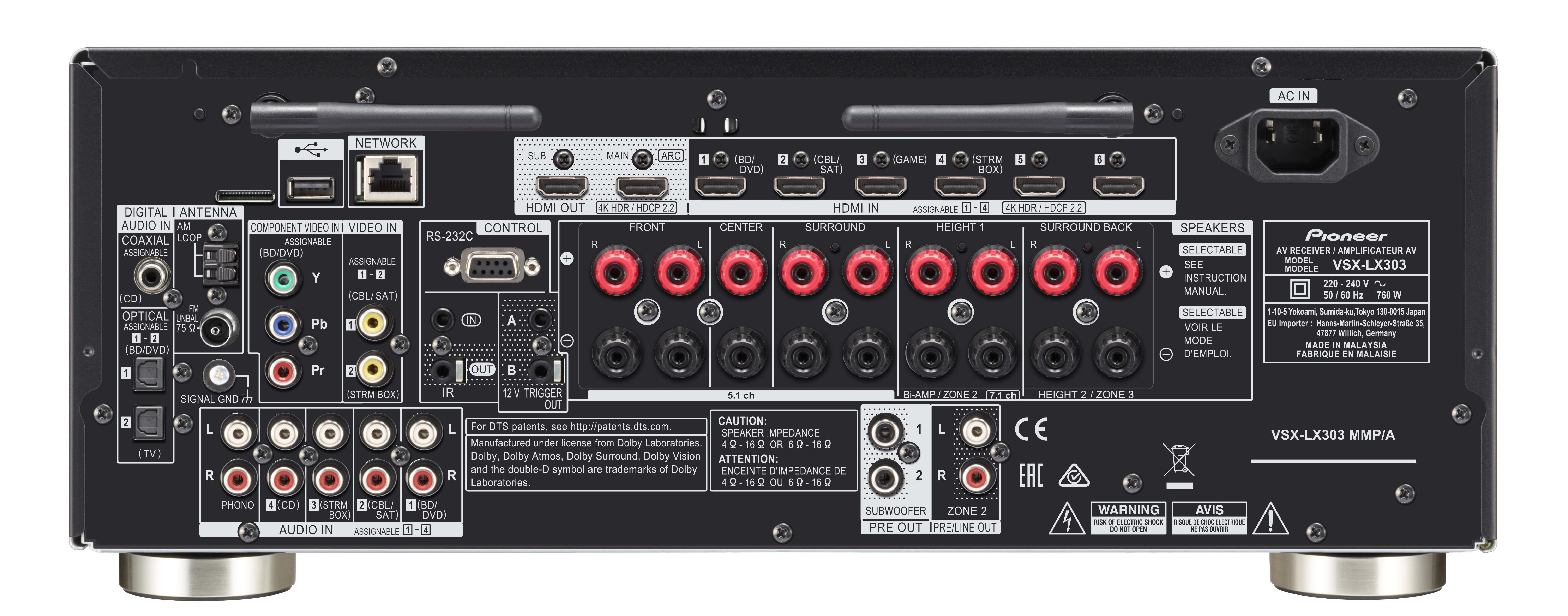 PIONEER VSX-LX303 Netzwerk-AV-Receiver (9 Kanäle, Schwarz)