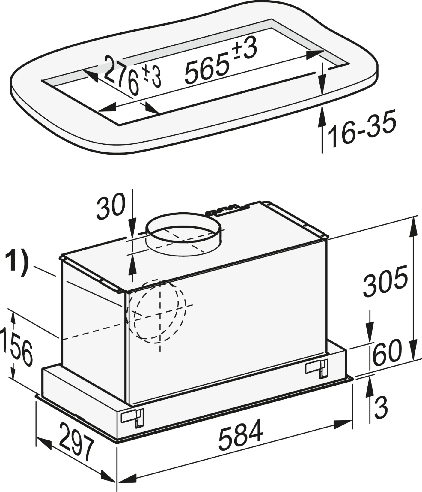 MIELE DA 2360, Dunstabzugshaube (584 mm breit, 297 mm tief)