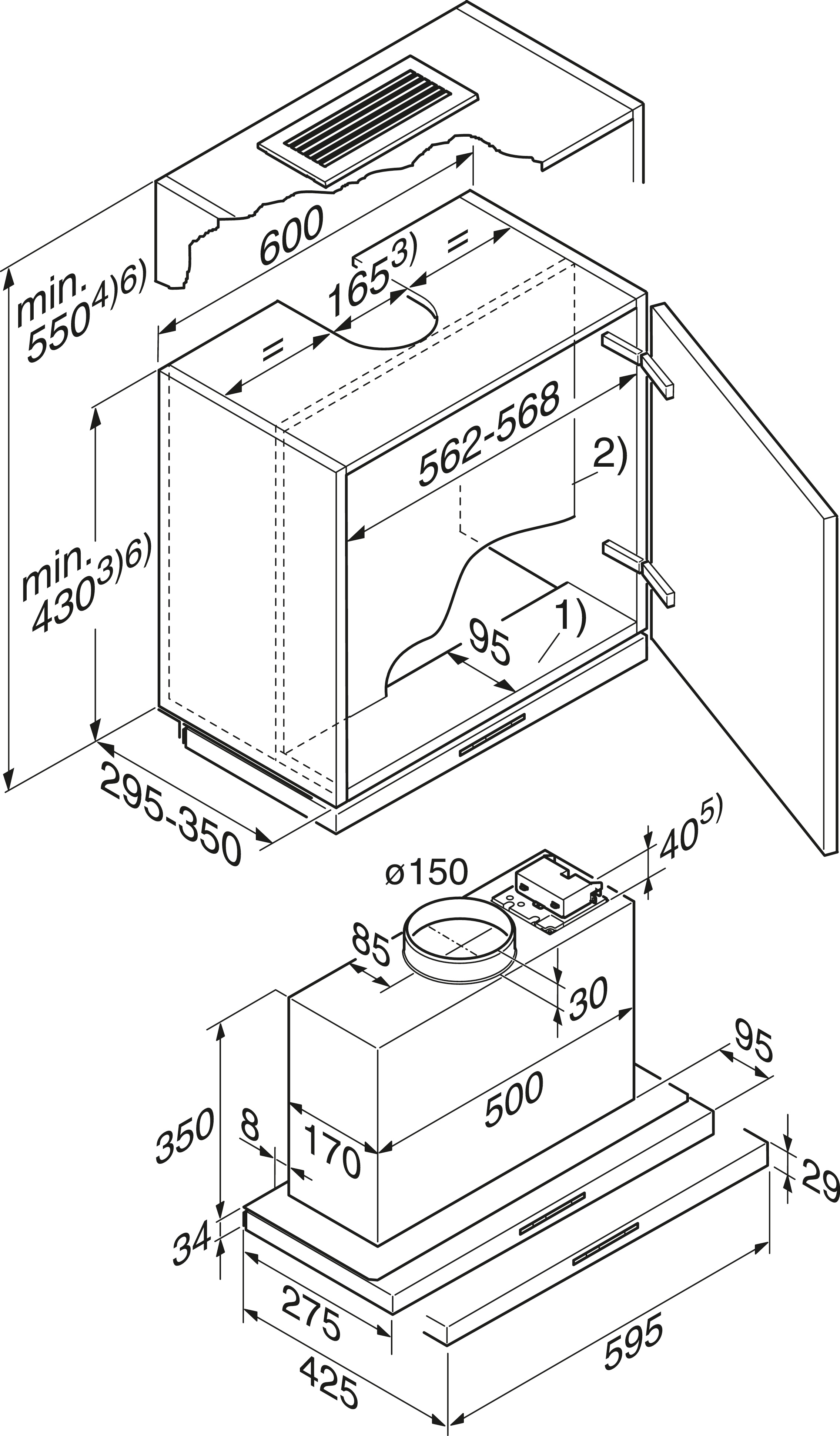 MIELE DA 3466, Dunstabzugshaube (595 mm breit, 275 mm tief)