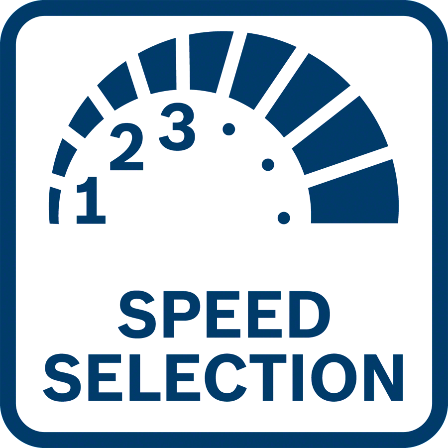 Kék-fehér ikon tárcsával és a "SPEED SELECTION" szöveggel egy téglalap alakú keretben.